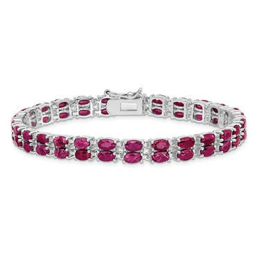 Sterling Silver Rhodium-plated Ruby Bracelet