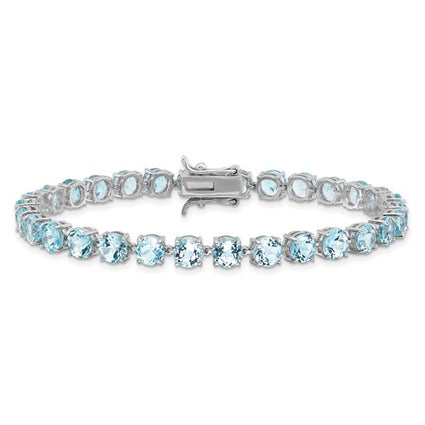 Sterling Silver Rhodium-plated 5mm Blue Topaz 7.5in Bracelet