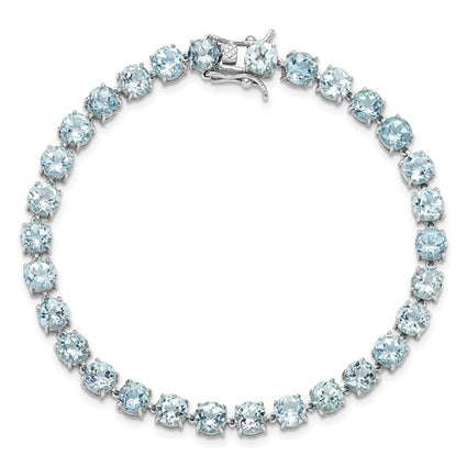 Sterling Silver Rhodium-plated 5mm Blue Topaz 7.5in Bracelet