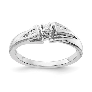 Sterling Silver Polished and Curved Diamond Promise Ring