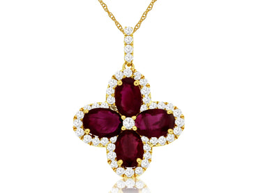 14KY 2.25CTW Ruby & Diamond Pendant