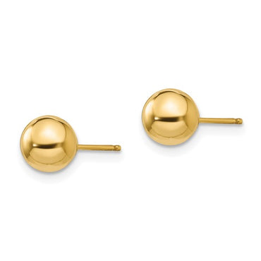 14KY Polished 6mm Ball Post Earrings