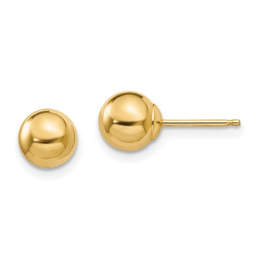 14KY Polished 6mm Ball Post Earrings