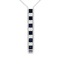 14KW 1.25CTW Sapphire & Diamond Bar Necklace