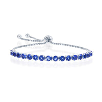 Sterling Silver 4MM Sapphire "September" Swarovski Element Adjusatble Bolo Bracelet