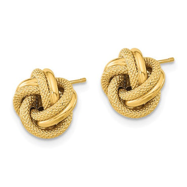 14k Polished Textured Double Love Knot Post Earrings