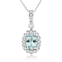 AQUAMARINE & DIAMOND PENDANT