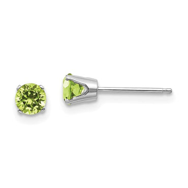 14k White Gold 4mm Peridot Stud Earrings