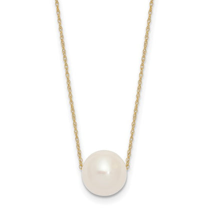 14K 10-11mm Round White FWC Pearl Rope Necklace