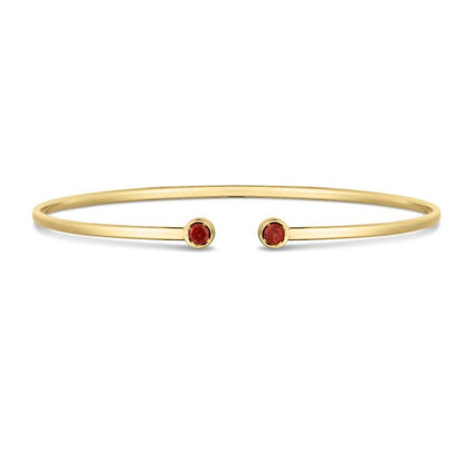 14K Garnet Open Cuff Bangle