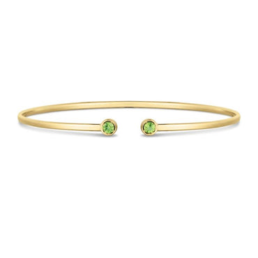 14K Peridot Open Cuff Bangle