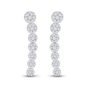 10KW .5CTW Round Diamond Cluster Climber Earrings