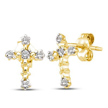 10KY .05CTW Round Diamond Cross Earrings