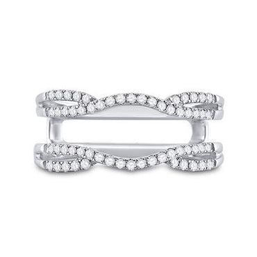 14KW .33CTW Round Diamond Wrap Ring Guard Enhancer Wedding Band