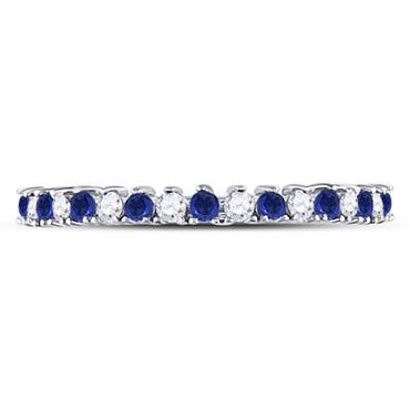 10KW .2 Round Blue Sapphire Diamond Stackable Band Ring