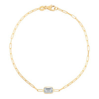 14K White Topaz Paperclip Bracelet