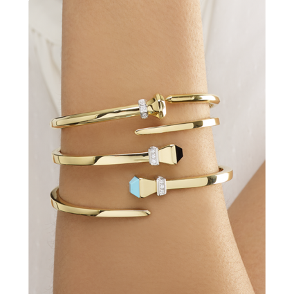 14K Gold Diamond Hardware Bangle