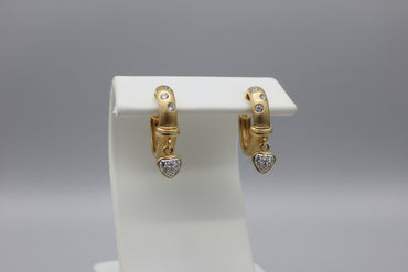 Diamond heart huggie hoop