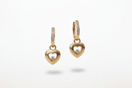 Floating Diamond Heart Drop Earrings