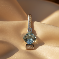 14K White Gold Fancy-Cut Aquamarine & Diamond Pendant