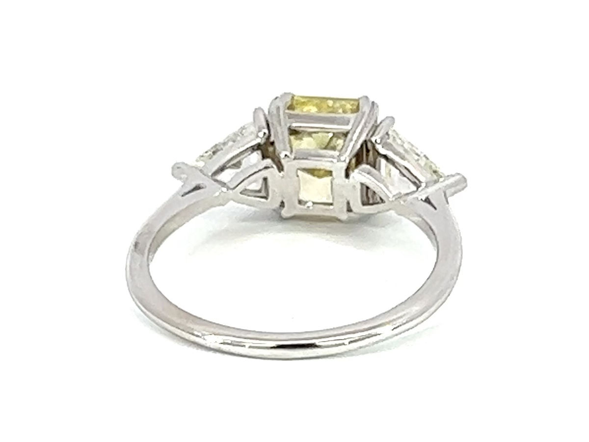 18K Two-Tone Custom Made GIA Certified 2.09 Fancy Intense Yellow Diamond with Side