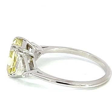 18K Two-Tone Custom Made GIA Certified 2.09 Fancy Intense Yellow Diamond with Side