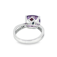 Natural Amethyst, Diamond and Garnet 14K White Gold Fashion Ring
