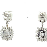 18KW 3.26CTW Diamond Mosaic Style Dangle Earrings