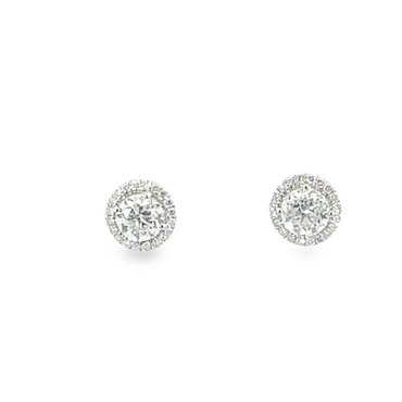 18K White Gold Natalie K. 1.20ctw Round Halo Diamond Studs