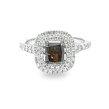 Brown Diamond Double Halo Ring