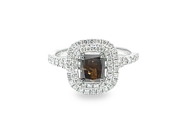 Brown Diamond Double Halo Ring