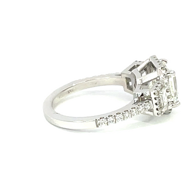 18KW Custom 2.70CT Asscher Cut Diamond Engagement Ring