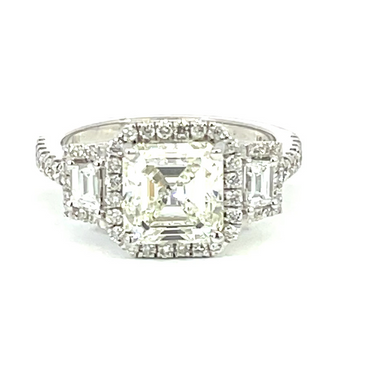 18KW Custom 2.70CT Asscher Cut Diamond Engagement Ring