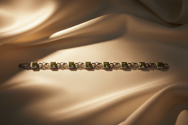 Sterling Silver Peridot Filigree Link Bracelet