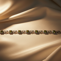 Sterling Silver Peridot Filigree Link Bracelet