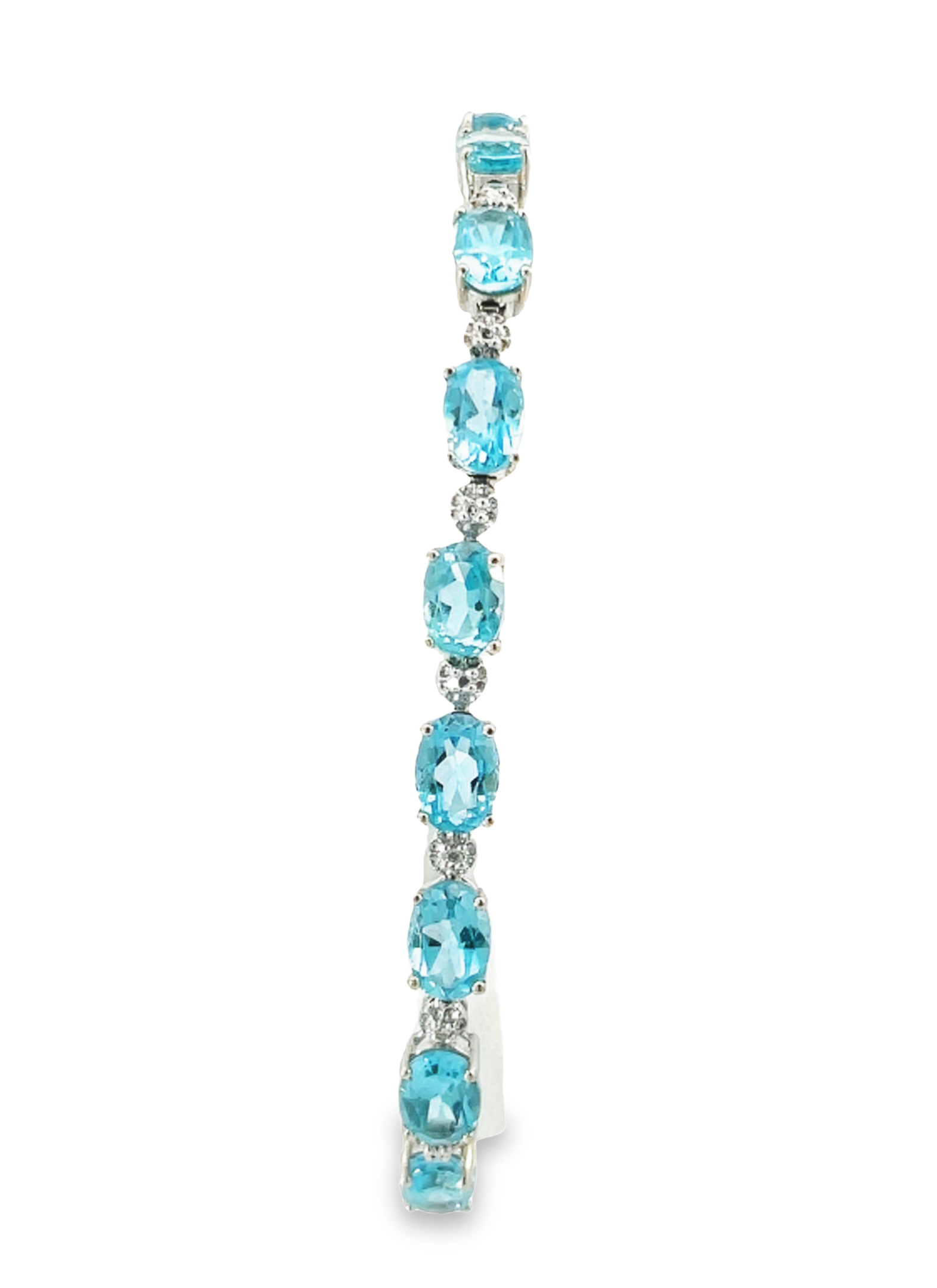 10K White Gold Estate Blue Topaz and Diamond Bracelet