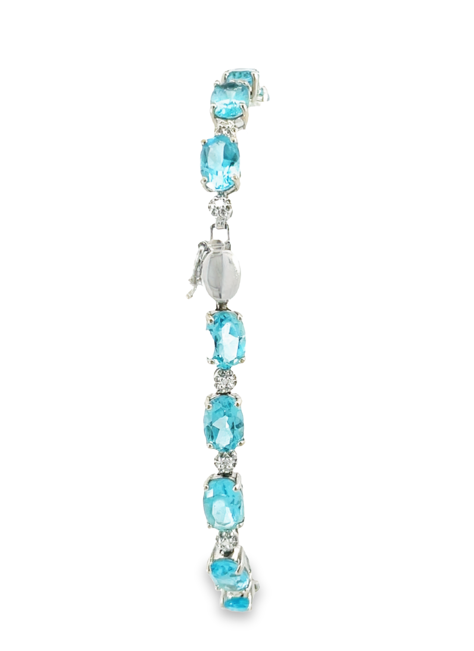 10K White Gold Estate Blue Topaz and Diamond Bracelet