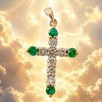 Diamond Emerald Cross Pendant