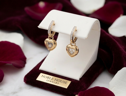 Floating Diamond Heart Drop Earrings