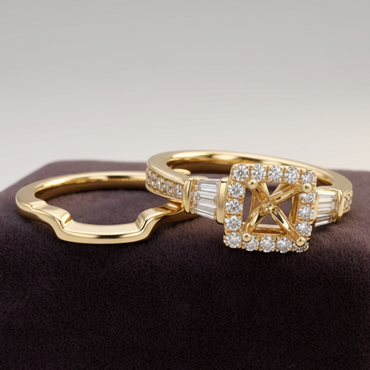 Round & Baguette Wedding Set