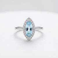 Aquamarine & Diamond Halo Ring