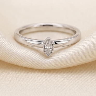 Sterling Silver Marquise Elegance Minimalist Stacking Ring