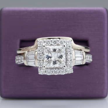 Round & Baguette Wedding Set