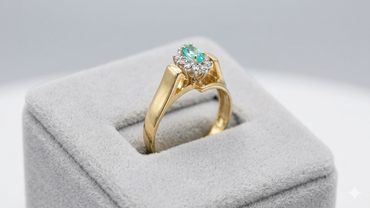 Marquise Emerald & Diamond Bypass Halo Ring