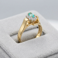 Marquise Emerald & Diamond Bypass Halo Ring