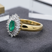 Marquise Emerald & Diamond Halo Ring