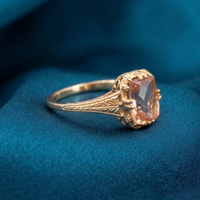 Vintage Peach Morganite & Gold Filigree Ring