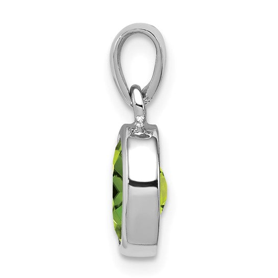 Sterling Silver Rhodium Plated Peridot Pendant