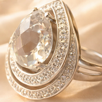 14K White Gold Diamond & Sky Blue Topaz Ring