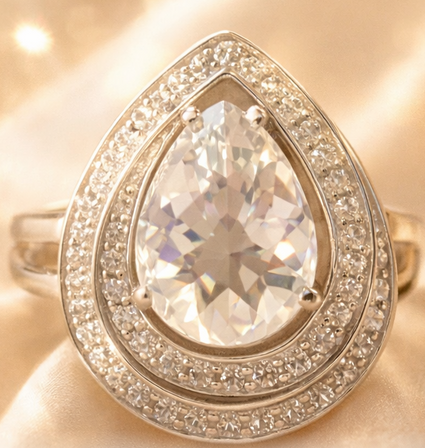 14K White Gold Diamond & Sky Blue Topaz Ring